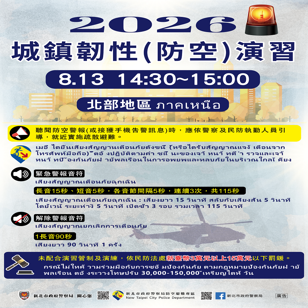 2026城鎮韌性(防空)演習-泰文