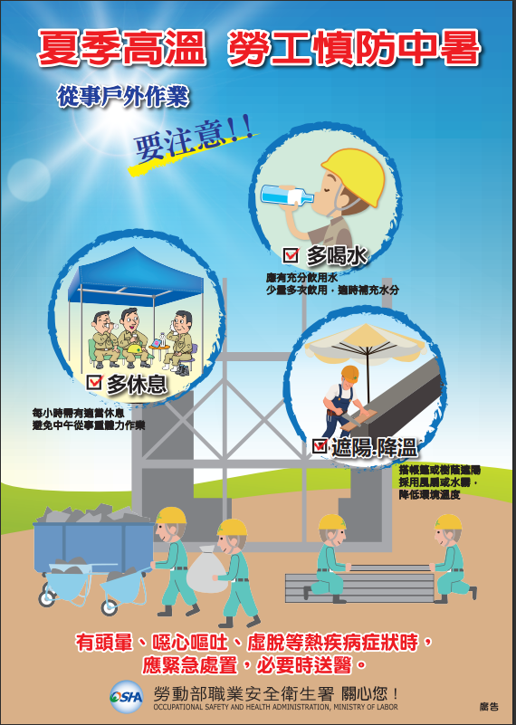 夏季高溫勞工慎防中暑