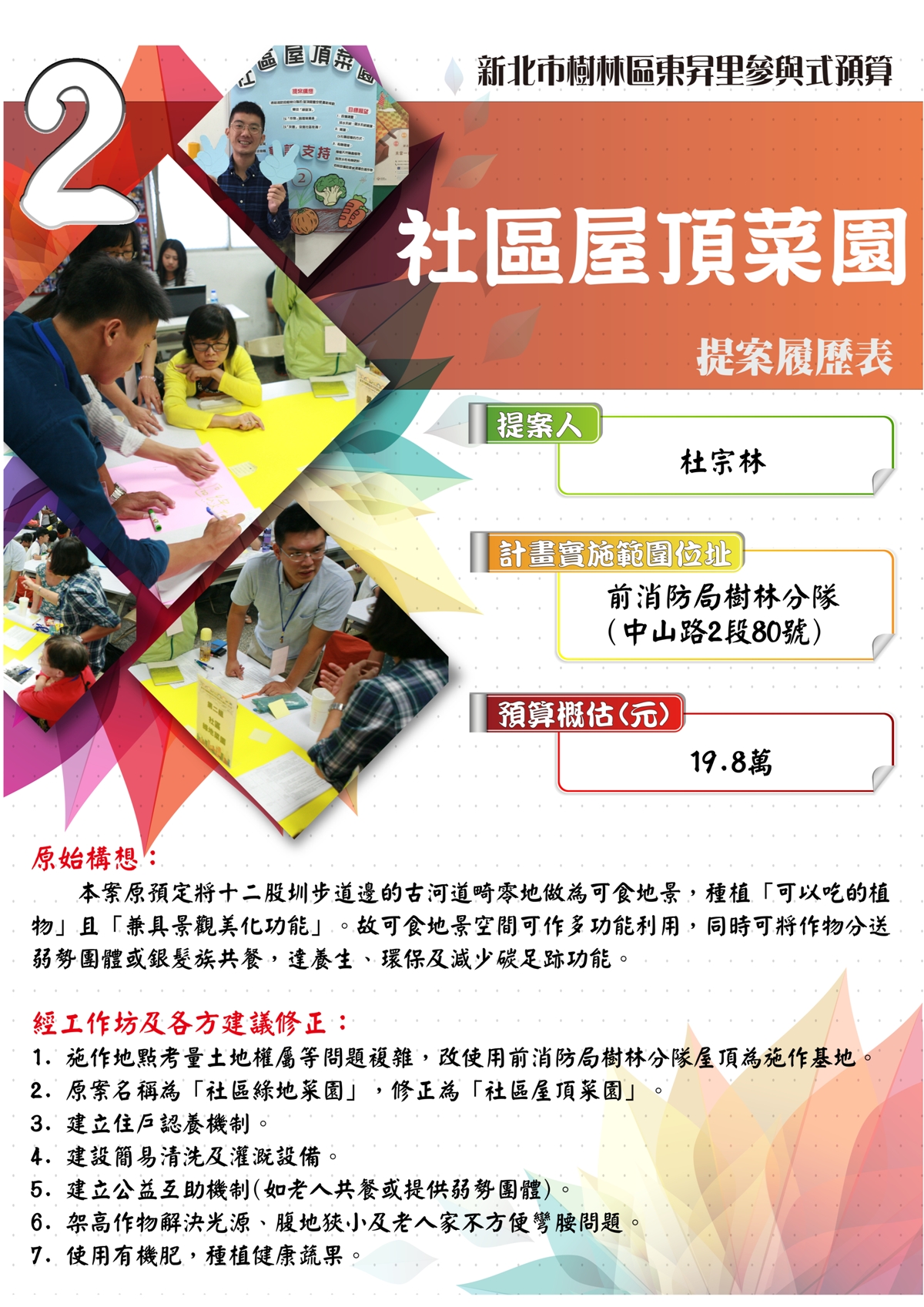 社區屋頂菜園-提案履歷表海報