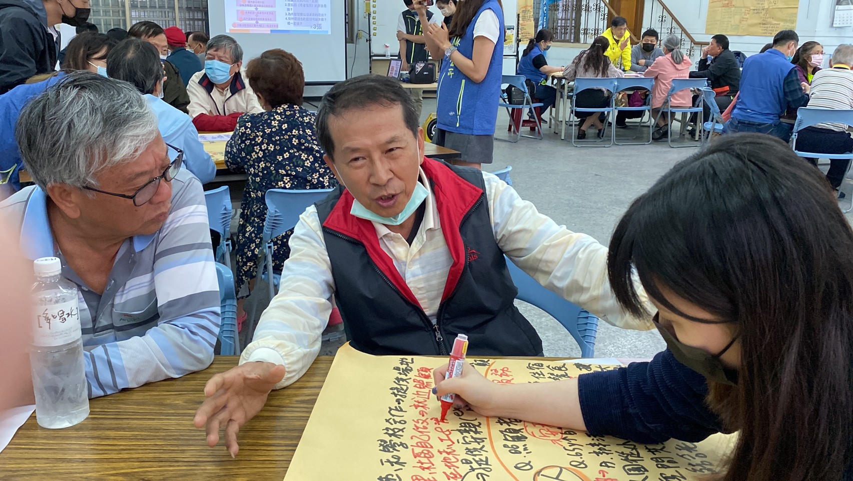 在各桌桌長與記錄的協助下，一張張海報紙記載的是我們樹林的關心與期許。