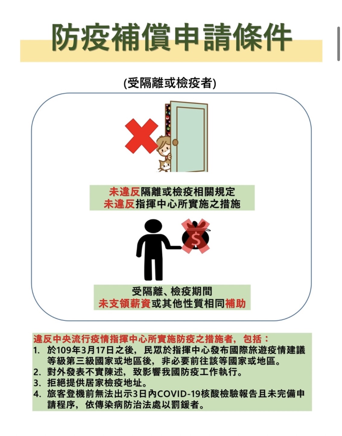 受隔離或檢疫者申請條件